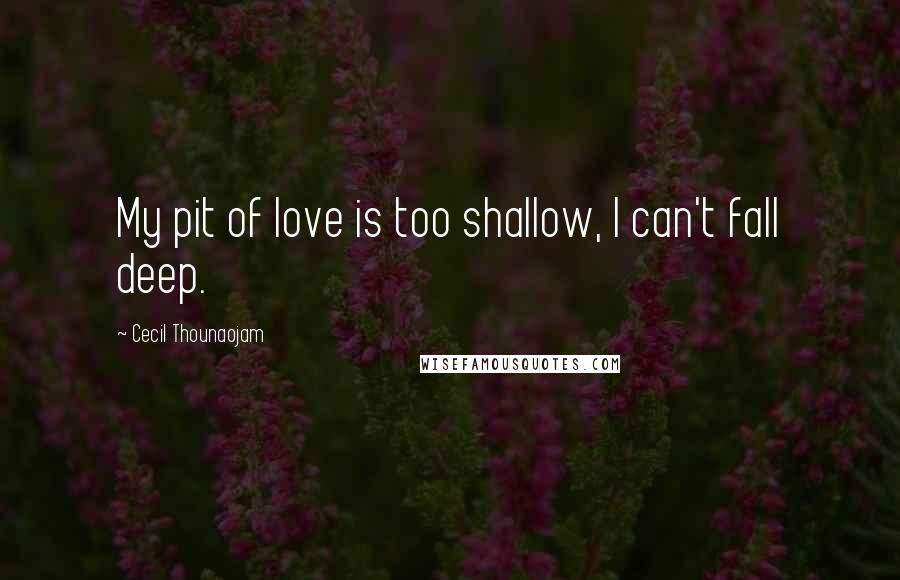 Cecil Thounaojam Quotes: My pit of love is too shallow, I can't fall deep.