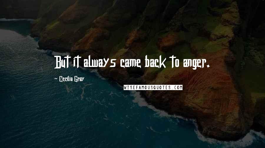 Cecilia Gray Quotes: But it always came back to anger.