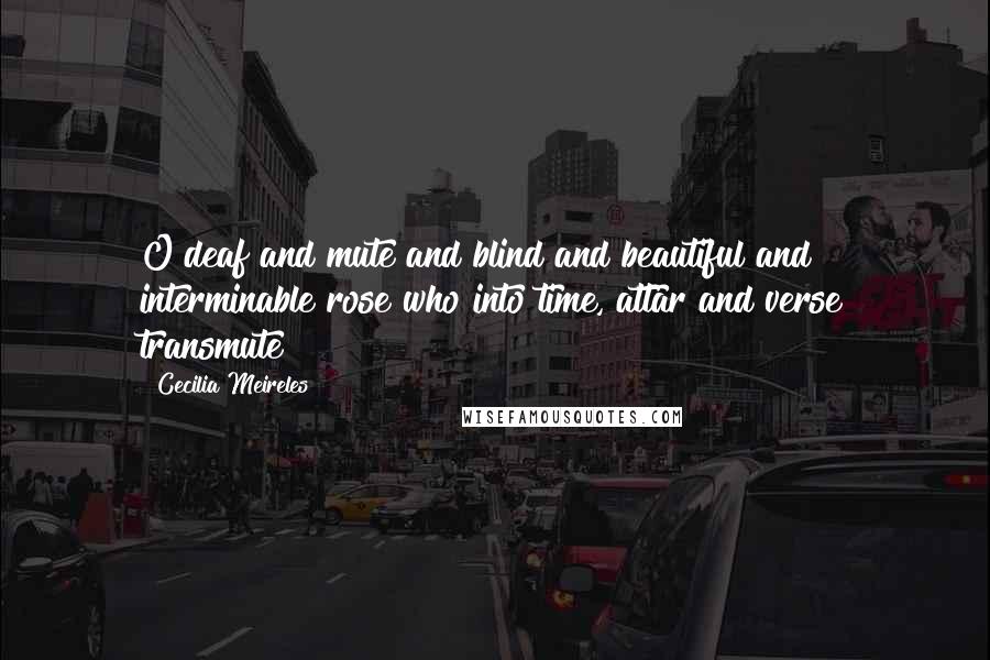 Cecilia Meireles Quotes: O deaf and mute and blind and beautiful and interminable rose who into time, attar and verse transmute