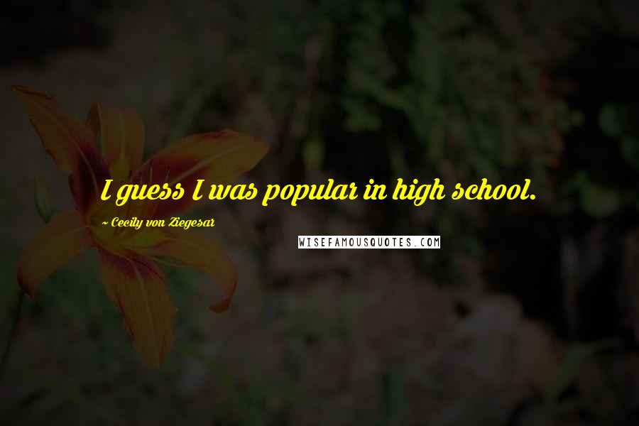 Cecily Von Ziegesar Quotes: I guess I was popular in high school.