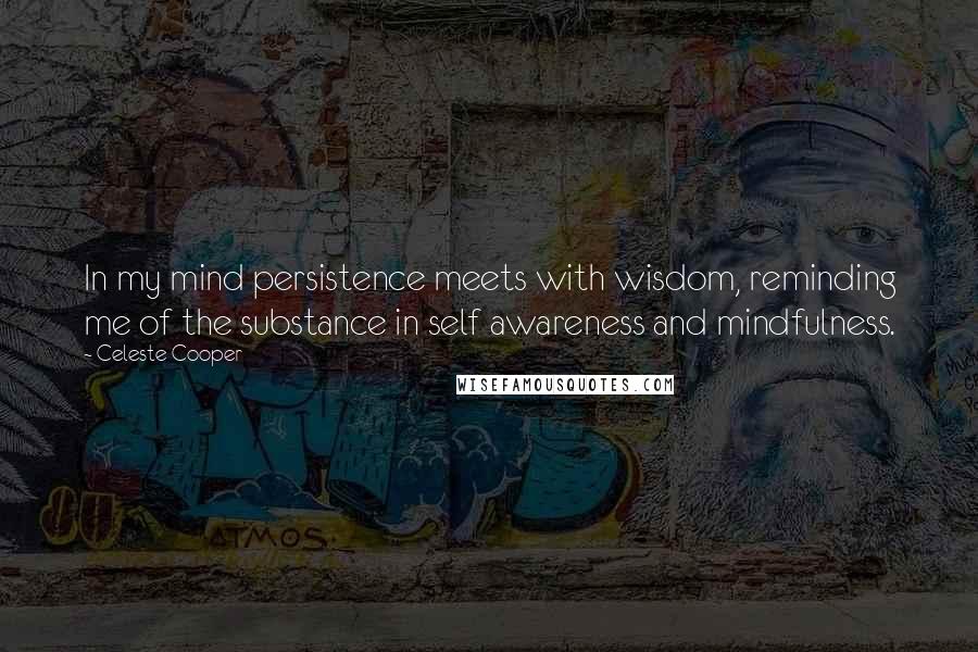 Celeste Cooper Quotes: In my mind persistence meets with wisdom, reminding me of the substance in self awareness and mindfulness.