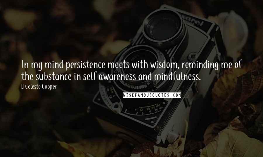 Celeste Cooper Quotes: In my mind persistence meets with wisdom, reminding me of the substance in self awareness and mindfulness.