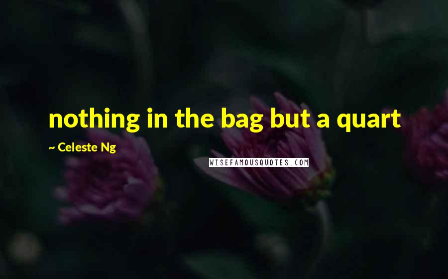 Celeste Ng Quotes: nothing in the bag but a quart