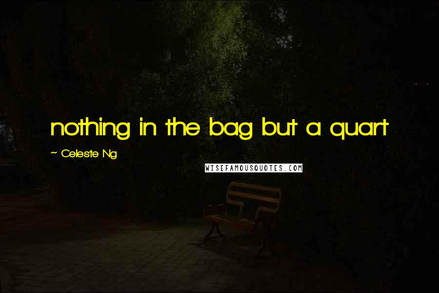 Celeste Ng Quotes: nothing in the bag but a quart