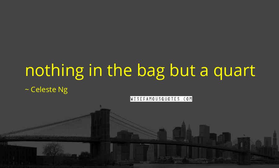 Celeste Ng Quotes: nothing in the bag but a quart