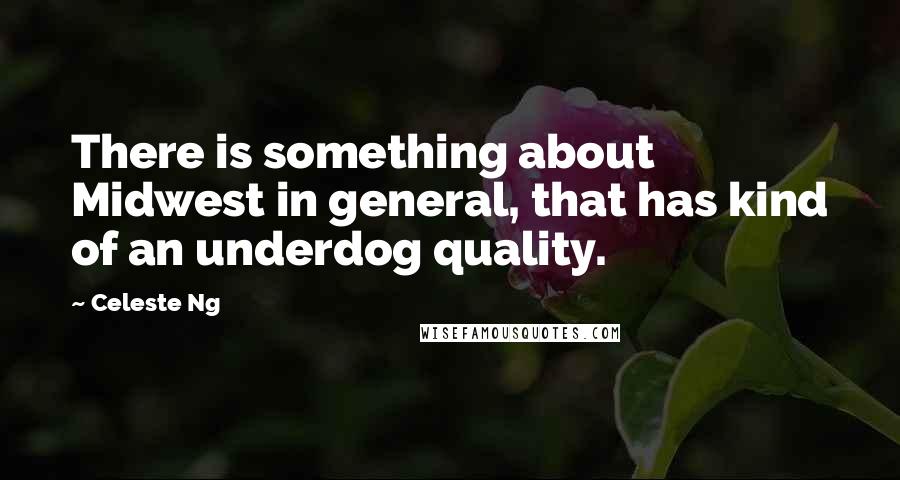 Celeste Ng Quotes: There is something about Midwest in general, that has kind of an underdog quality.