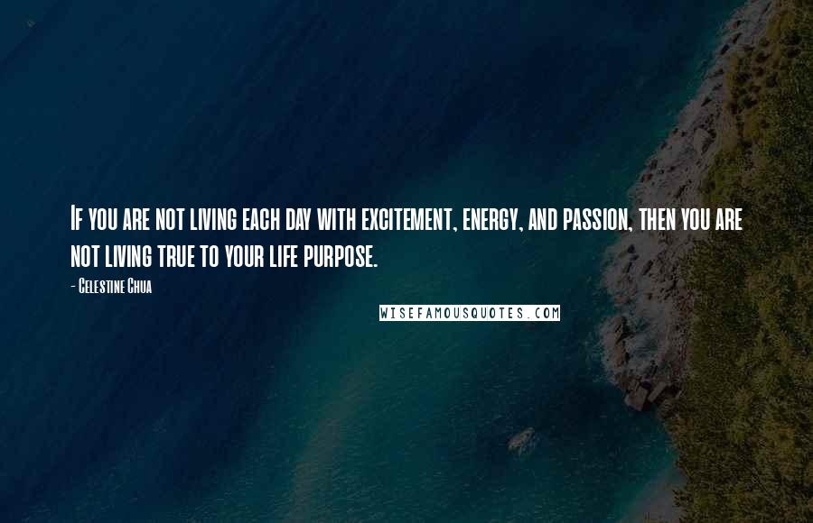 Celestine Chua Quotes: If you are not living each day with excitement, energy, and passion, then you are not living true to your life purpose.