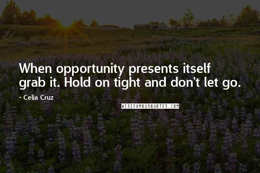 Celia Cruz Quotes: When opportunity presents itself grab it. Hold on tight and don't let go.