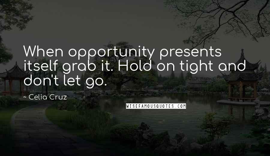 Celia Cruz Quotes: When opportunity presents itself grab it. Hold on tight and don't let go.