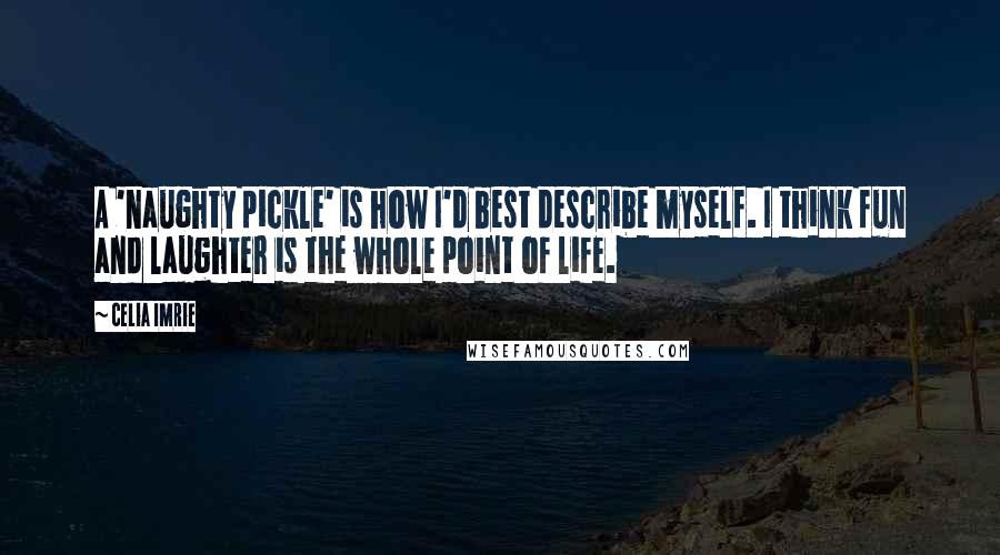 Celia Imrie Quotes: A 'naughty pickle' is how I'd best describe myself. I think fun and laughter is the whole point of life.