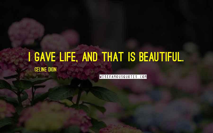 Celine Dion Quotes: I gave life, and that is beautiful.