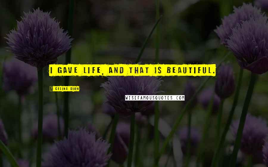 Celine Dion Quotes: I gave life, and that is beautiful.
