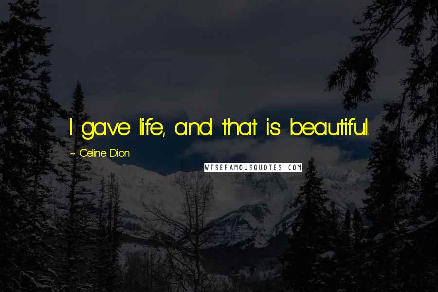 Celine Dion Quotes: I gave life, and that is beautiful.