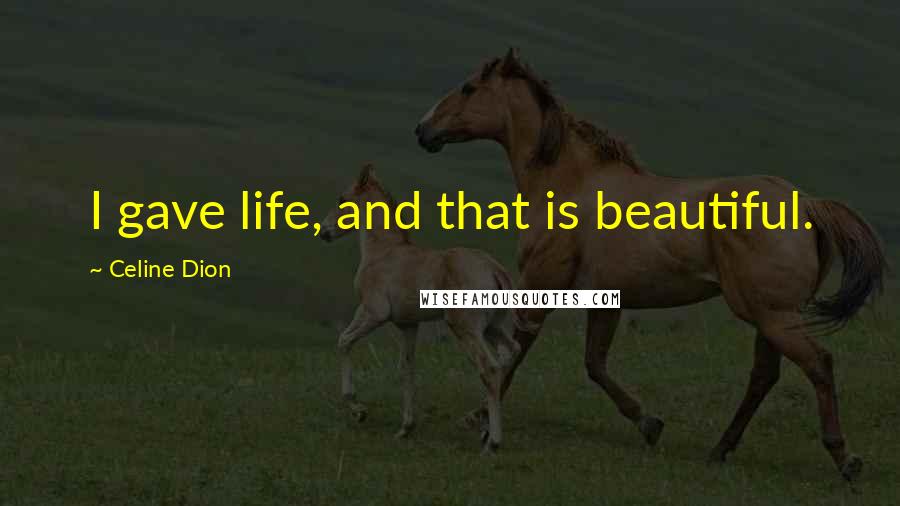 Celine Dion Quotes: I gave life, and that is beautiful.