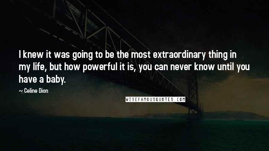 Celine Dion Quotes: I knew it was going to be the most extraordinary thing in my life, but how powerful it is, you can never know until you have a baby.