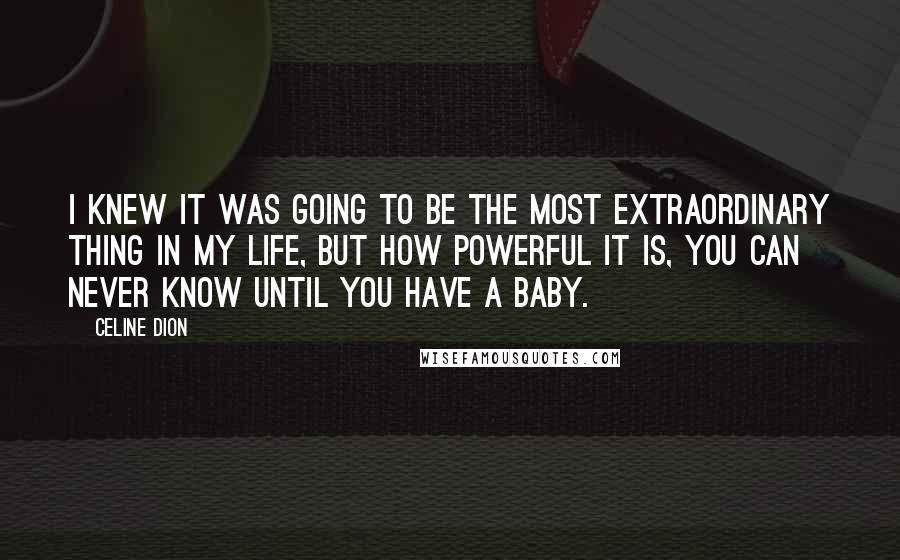 Celine Dion Quotes: I knew it was going to be the most extraordinary thing in my life, but how powerful it is, you can never know until you have a baby.