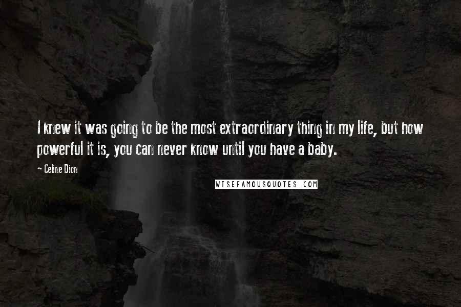 Celine Dion Quotes: I knew it was going to be the most extraordinary thing in my life, but how powerful it is, you can never know until you have a baby.