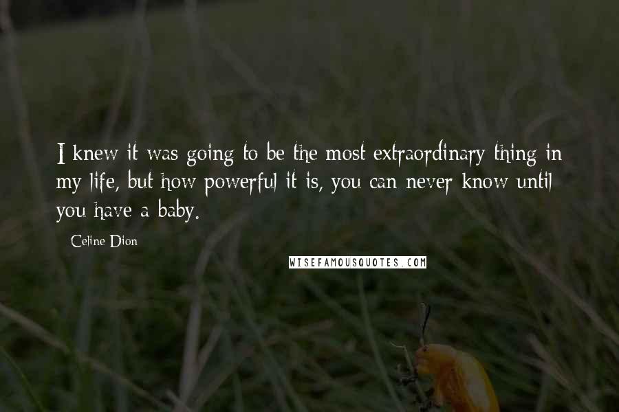 Celine Dion Quotes: I knew it was going to be the most extraordinary thing in my life, but how powerful it is, you can never know until you have a baby.