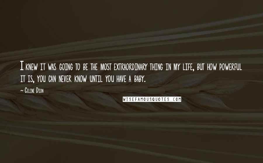 Celine Dion Quotes: I knew it was going to be the most extraordinary thing in my life, but how powerful it is, you can never know until you have a baby.