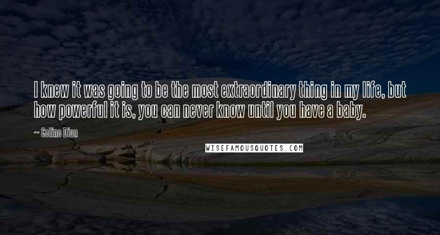 Celine Dion Quotes: I knew it was going to be the most extraordinary thing in my life, but how powerful it is, you can never know until you have a baby.