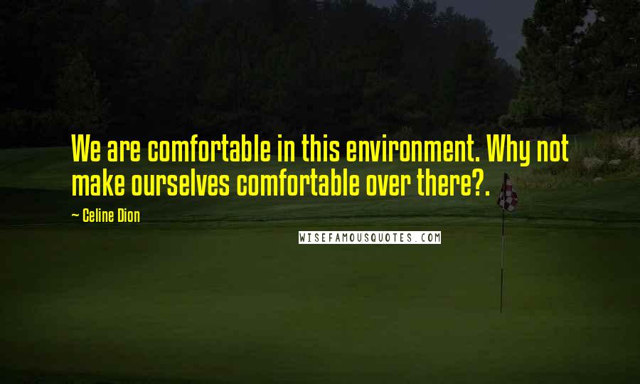 Celine Dion Quotes: We are comfortable in this environment. Why not make ourselves comfortable over there?.