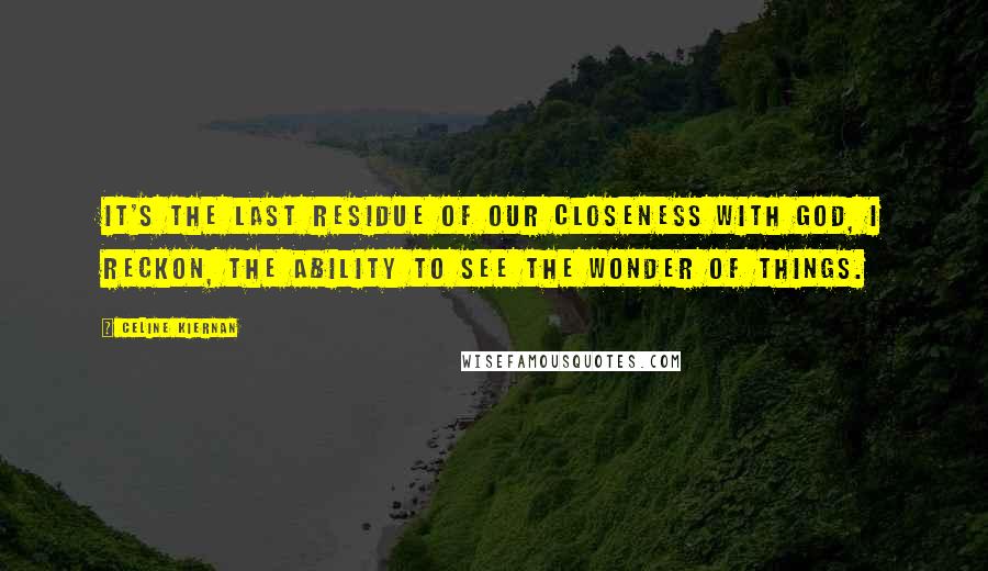 Celine Kiernan Quotes: It's the last residue of our closeness with God, I reckon, the ability to see the wonder of things.