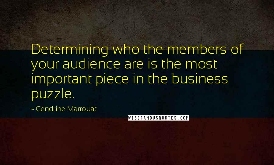 Cendrine Marrouat Quotes: Determining who the members of your audience are is the most important piece in the business puzzle.