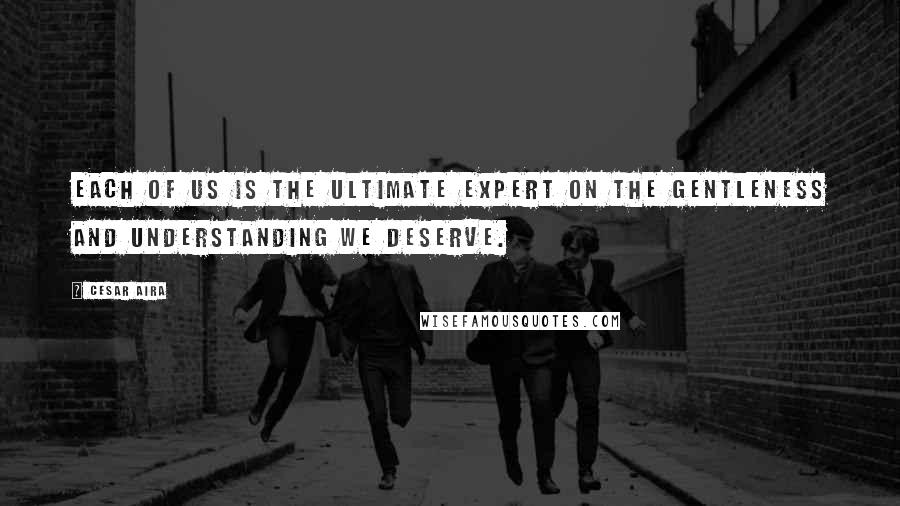 Cesar Aira Quotes: Each of us is the ultimate expert on the gentleness and understanding we deserve.