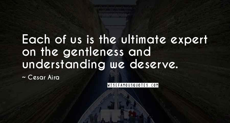 Cesar Aira Quotes: Each of us is the ultimate expert on the gentleness and understanding we deserve.