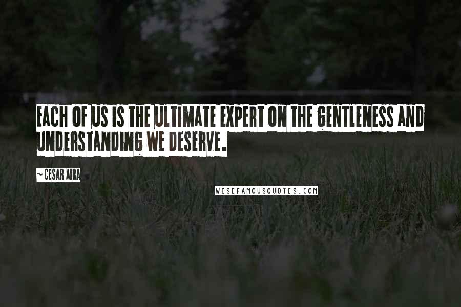 Cesar Aira Quotes: Each of us is the ultimate expert on the gentleness and understanding we deserve.