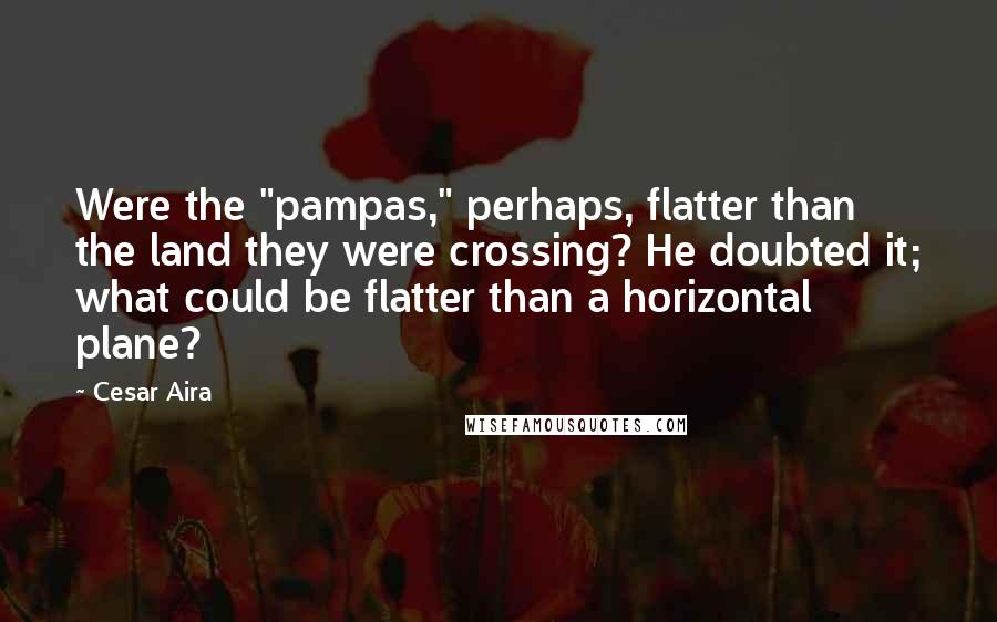 Cesar Aira Quotes: Were the "pampas," perhaps, flatter than the land they were crossing? He doubted it; what could be flatter than a horizontal plane?