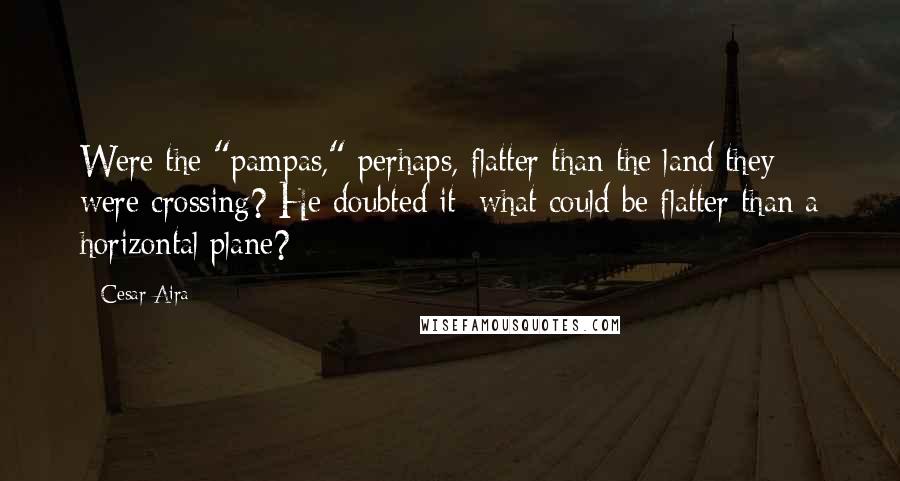 Cesar Aira Quotes: Were the "pampas," perhaps, flatter than the land they were crossing? He doubted it; what could be flatter than a horizontal plane?