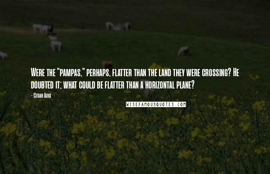 Cesar Aira Quotes: Were the "pampas," perhaps, flatter than the land they were crossing? He doubted it; what could be flatter than a horizontal plane?