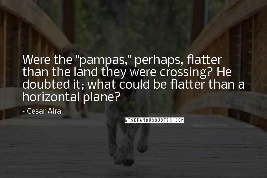 Cesar Aira Quotes: Were the "pampas," perhaps, flatter than the land they were crossing? He doubted it; what could be flatter than a horizontal plane?