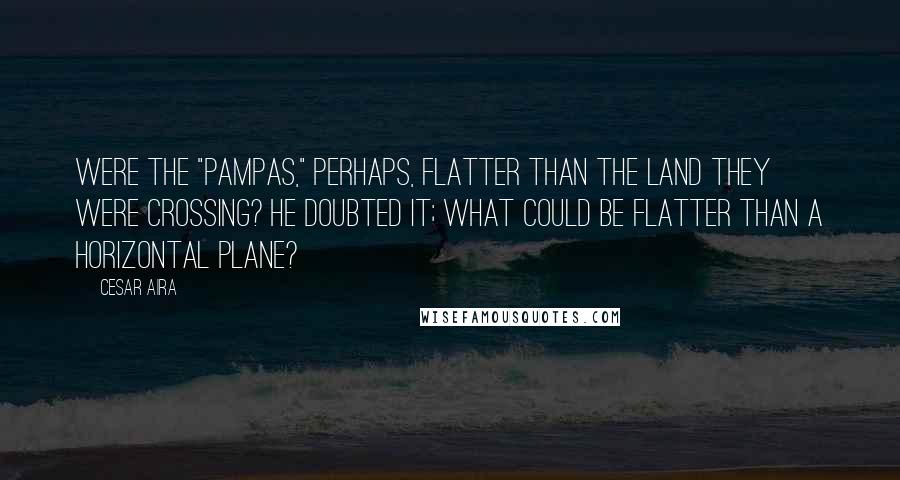 Cesar Aira Quotes: Were the "pampas," perhaps, flatter than the land they were crossing? He doubted it; what could be flatter than a horizontal plane?