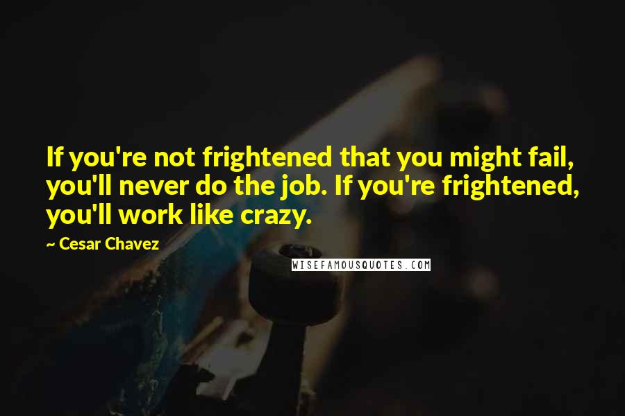 Cesar Chavez Quotes: If you're not frightened that you might fail, you'll never do the job. If you're frightened, you'll work like crazy.