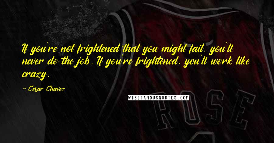 Cesar Chavez Quotes: If you're not frightened that you might fail, you'll never do the job. If you're frightened, you'll work like crazy.