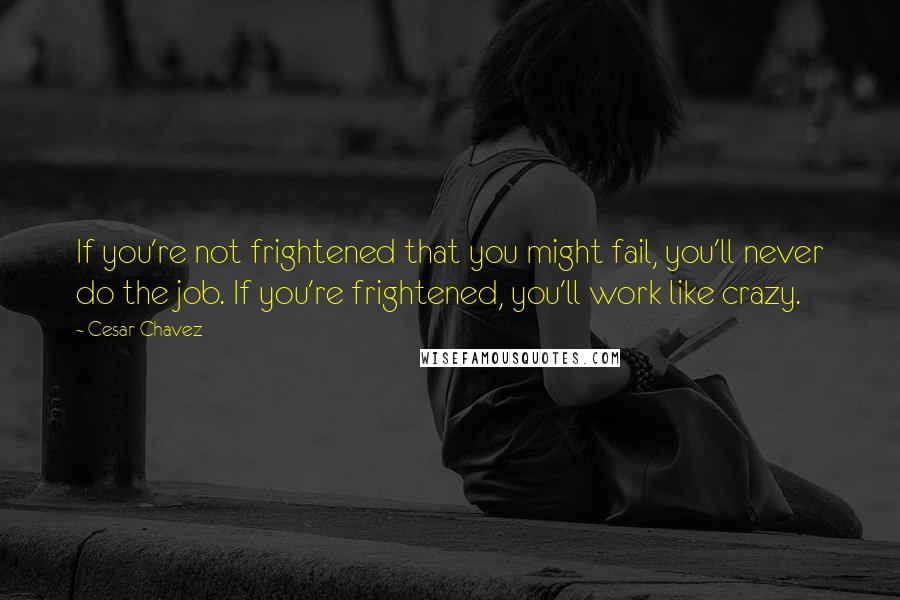 Cesar Chavez Quotes: If you're not frightened that you might fail, you'll never do the job. If you're frightened, you'll work like crazy.