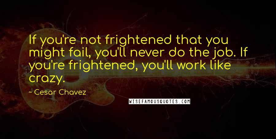 Cesar Chavez Quotes: If you're not frightened that you might fail, you'll never do the job. If you're frightened, you'll work like crazy.