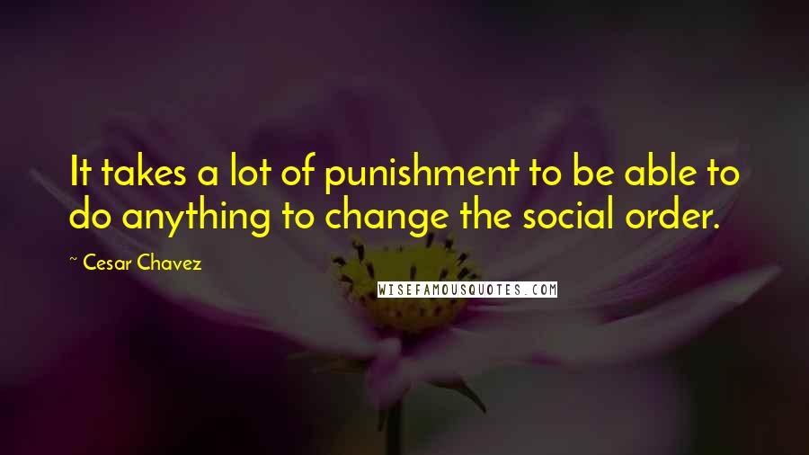 Cesar Chavez Quotes: It takes a lot of punishment to be able to do anything to change the social order.