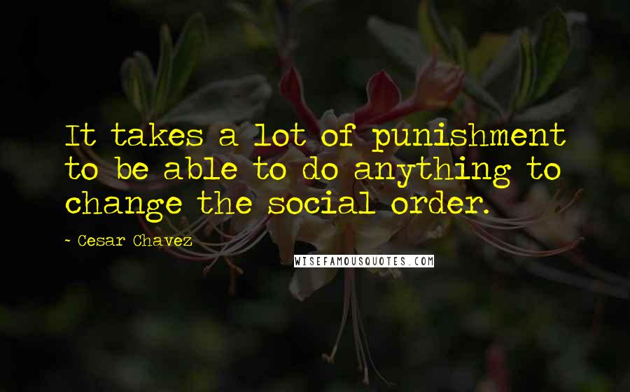 Cesar Chavez Quotes: It takes a lot of punishment to be able to do anything to change the social order.