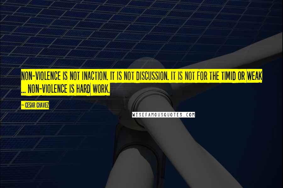 Cesar Chavez Quotes: Non-violence is not inaction. It is not discussion. It is not for the timid or weak ... Non-violence is hard work.