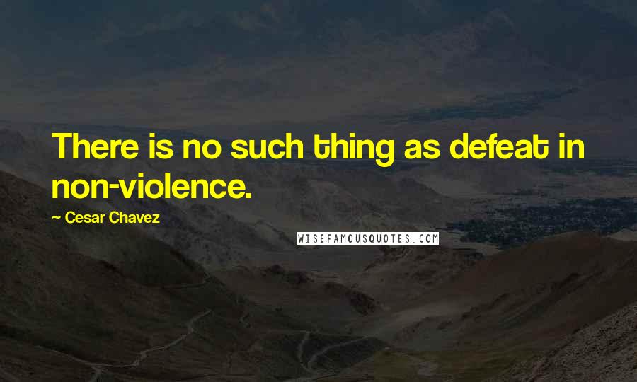 Cesar Chavez Quotes: There is no such thing as defeat in non-violence.