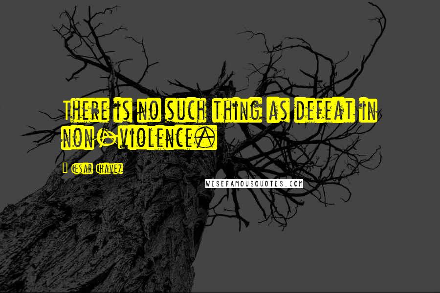 Cesar Chavez Quotes: There is no such thing as defeat in non-violence.