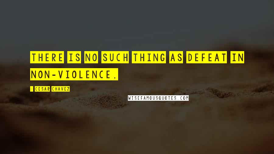 Cesar Chavez Quotes: There is no such thing as defeat in non-violence.