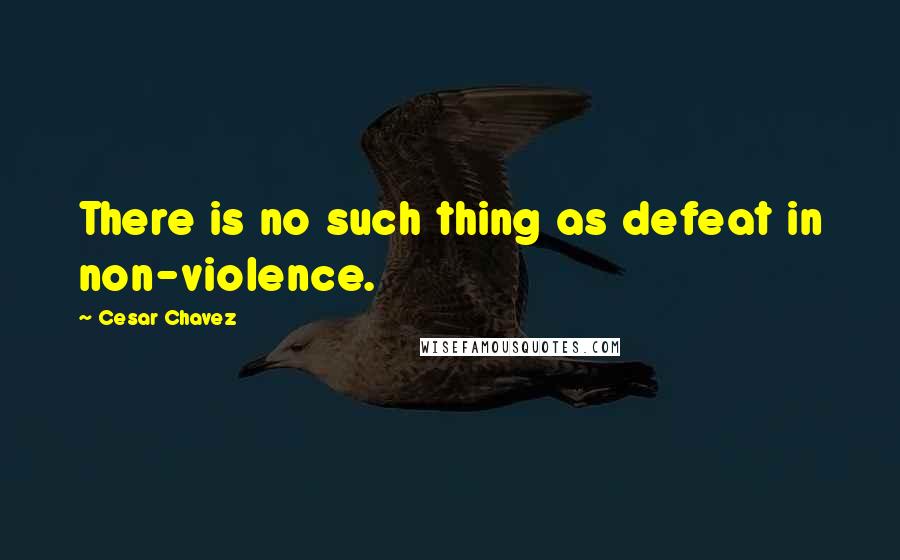 Cesar Chavez Quotes: There is no such thing as defeat in non-violence.