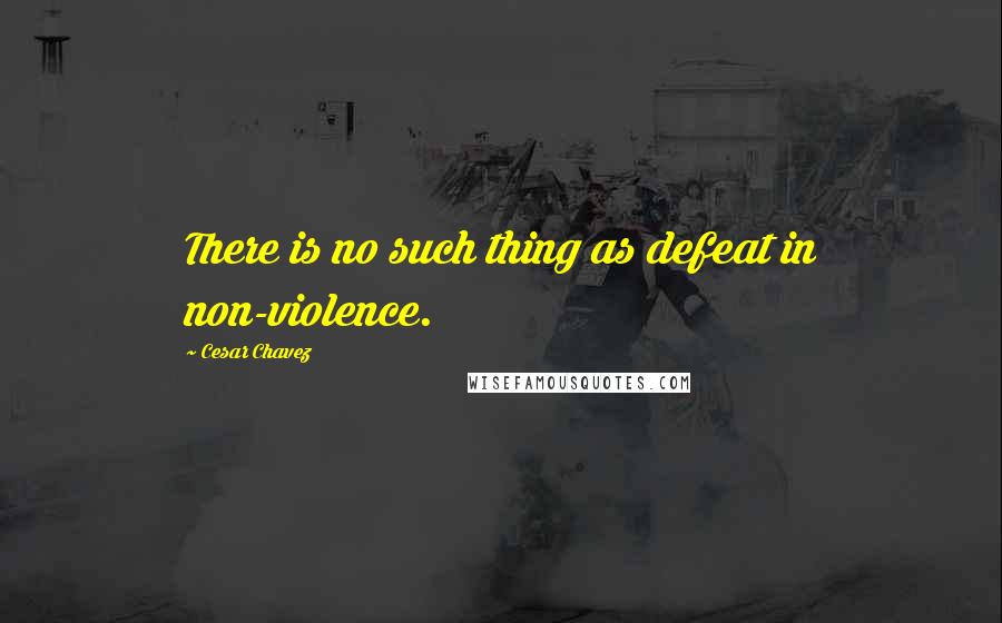 Cesar Chavez Quotes: There is no such thing as defeat in non-violence.