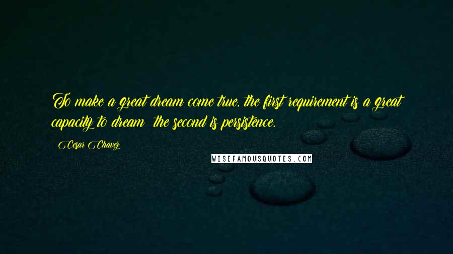 Cesar Chavez Quotes: To make a great dream come true, the first requirement is a great capacity to dream; the second is persistence.