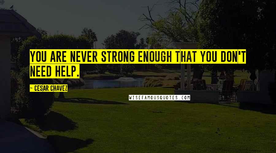 Cesar Chavez Quotes: You are never strong enough that you don't need help.