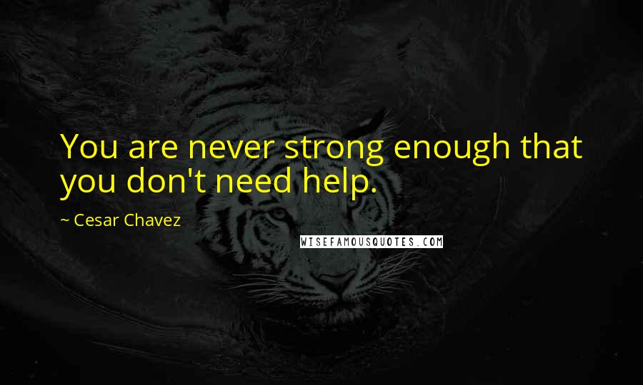 Cesar Chavez Quotes: You are never strong enough that you don't need help.